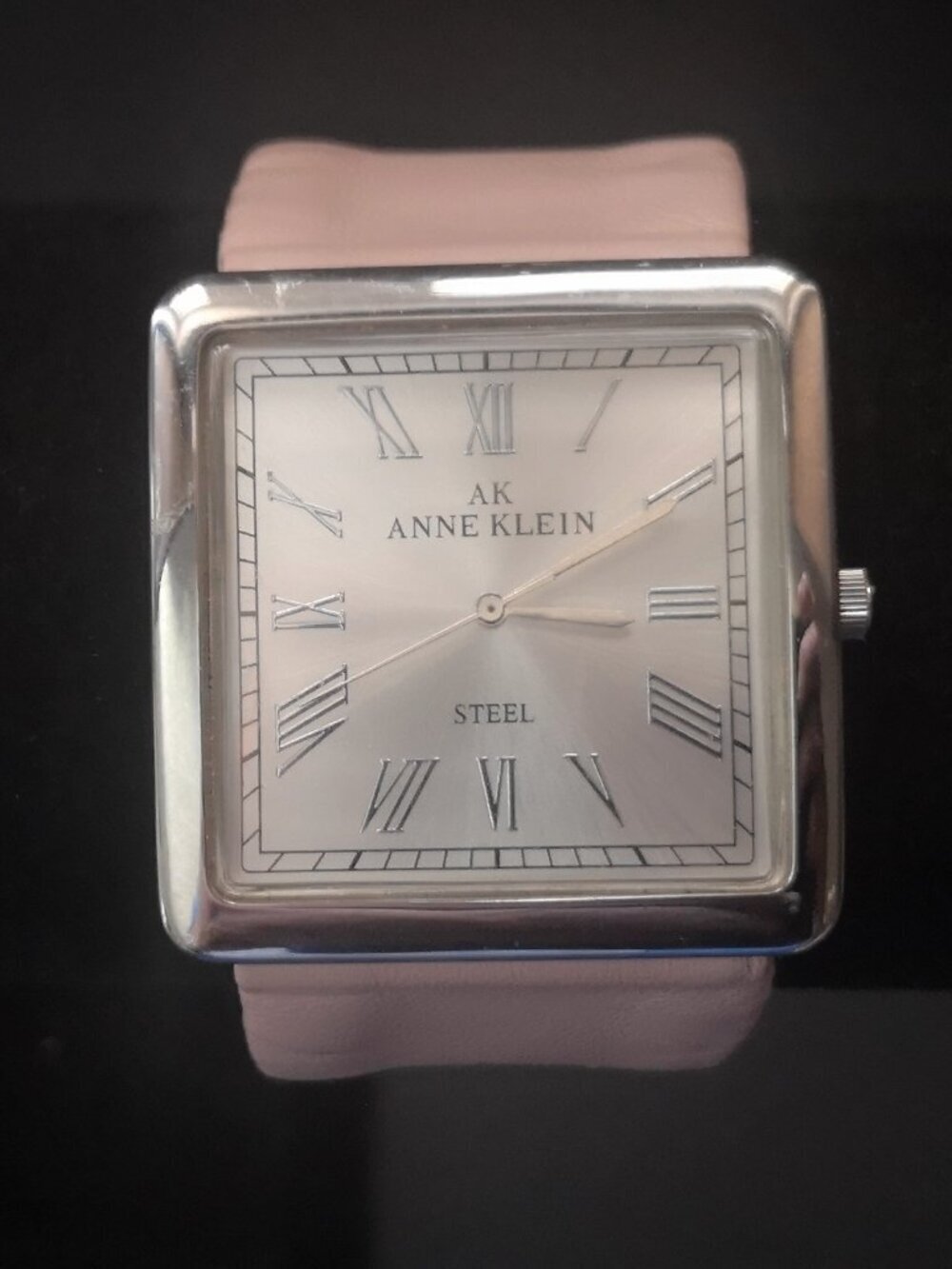 Anne Klein Ladies Pink Leather Strap Thailand Movement Square Face Wrist Watch